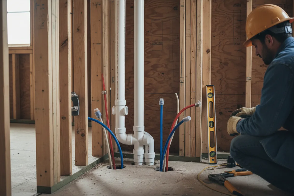 Drain and supply rough-in during Toilet Repair and Installation in Erieville