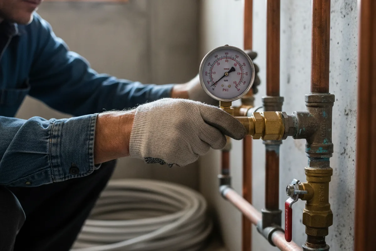Pressure testing a repaired line during Water Line Repair in Erieville